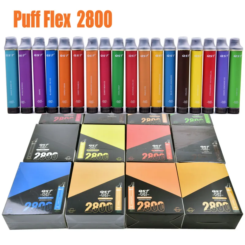 QST Puff Flex 2800 Puflar E Sigara Kiti Orijinal Tek Kullanımlık Vape Kalem Çubuğu 850mAh 8ml Ön Doldurulmuş Pods Buharlaştırıcılar Elektronik Sigara