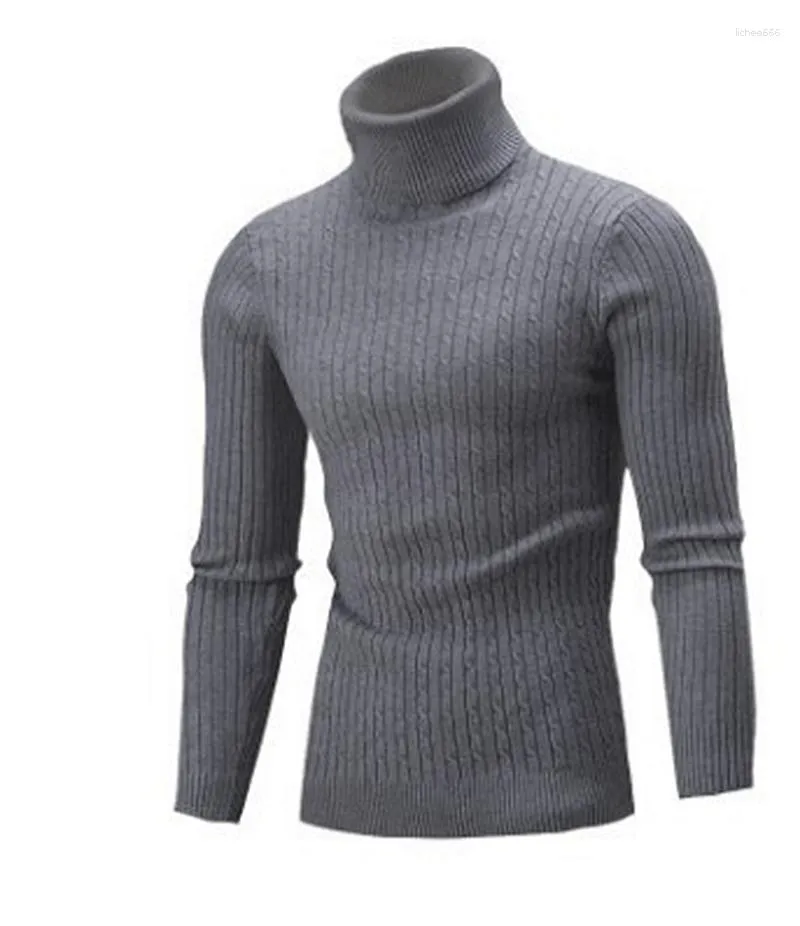 Camisolas masculinas outono inverno gola alta malha pullovers cor sólida rollneck camisola jumper malhas fino casual