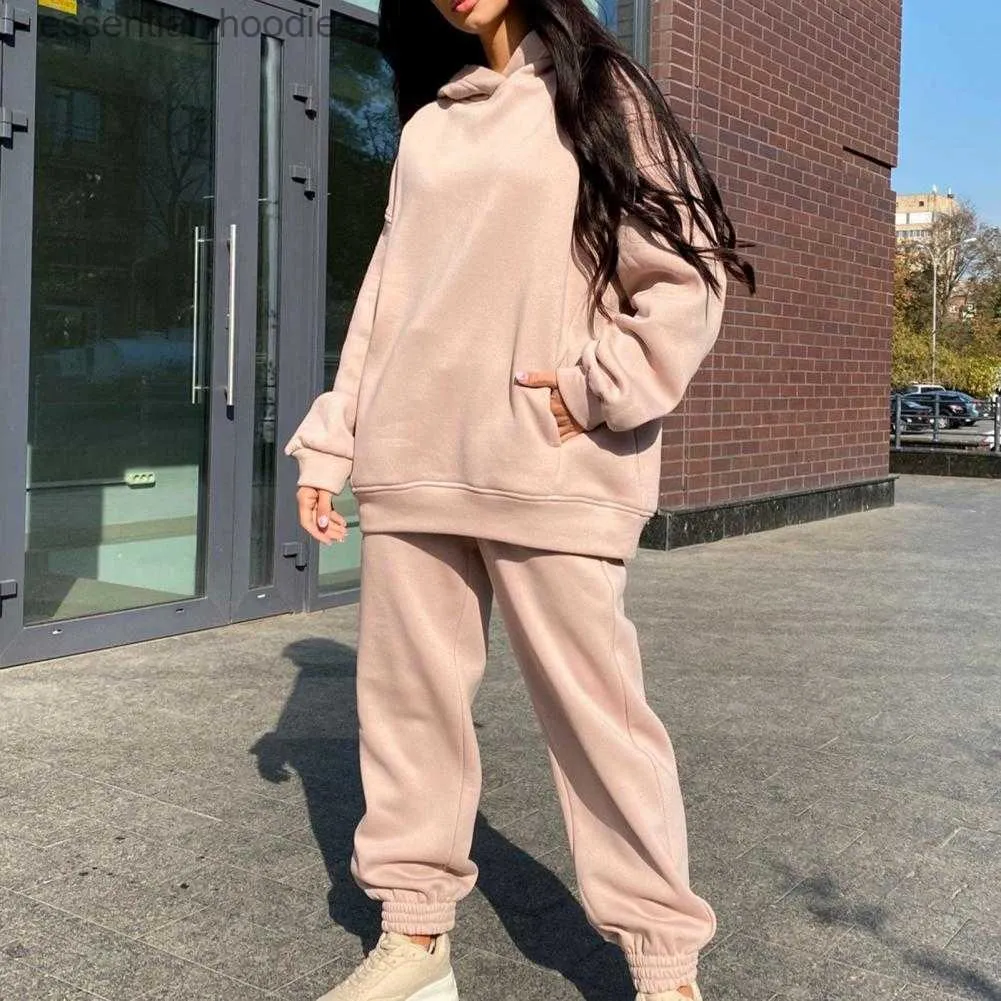 Womens Hoodie + Sweatpants 2-piece Sweat Suits Tracksuits Hooded