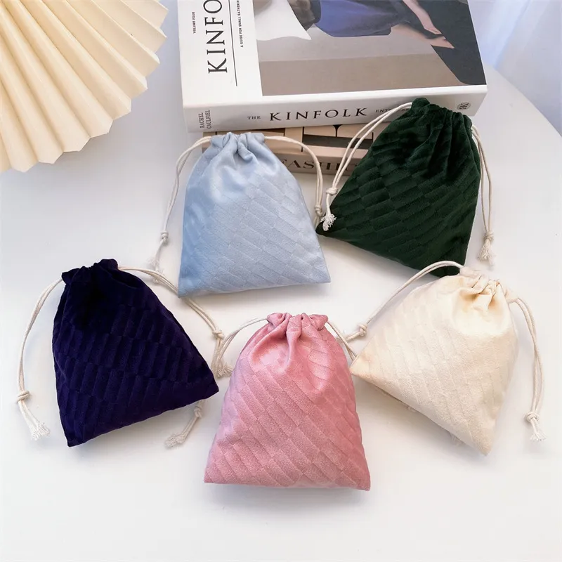 Japoński styl aksamitny stały kolor torby kosmetyczne świąteczne prezenty na prezent torba do przechowywania szminki szminka torebka organizator