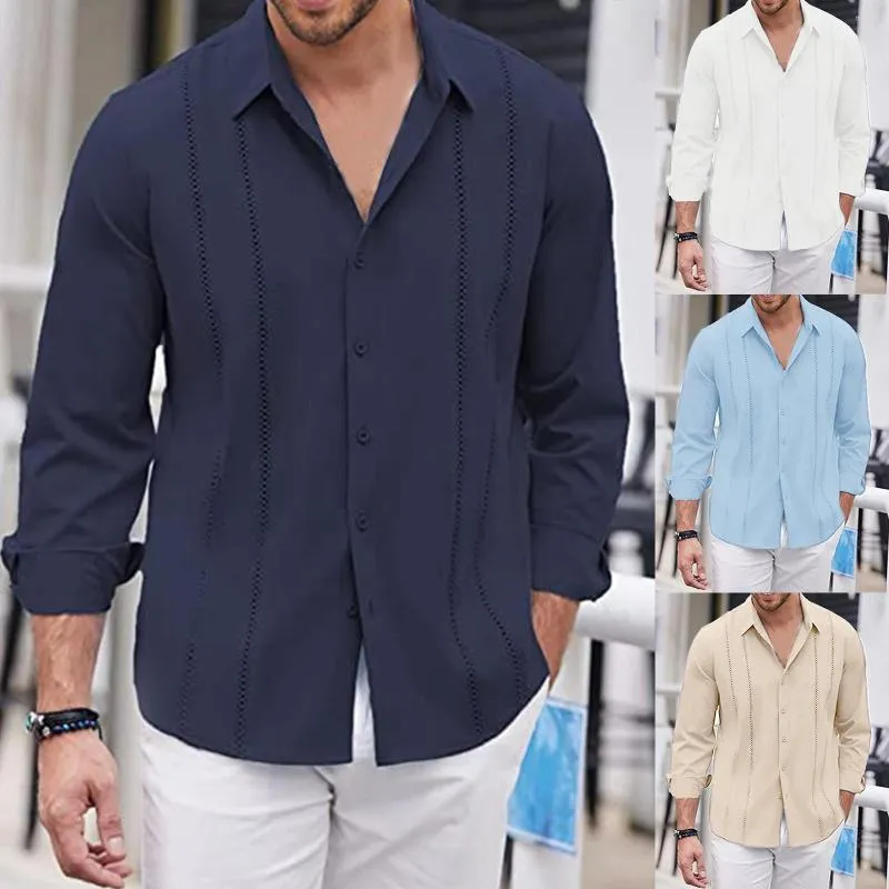 Magliette da uomo grandi maniche lunghe da uomo stagioni primaverili e autunnali rilassate camicie con risvolto alla moda casual