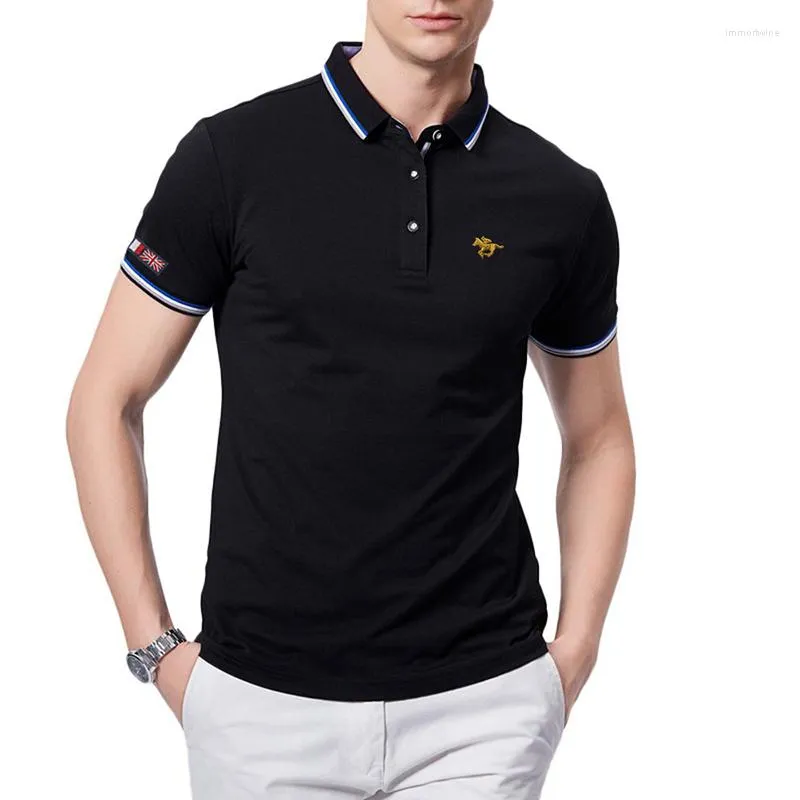 Polos pour hommes Polos d'été Couleur unie Casual Coton mercerisé T-shirt à revers à manches courtes Homme Business Tops Plus Taille S-6XL