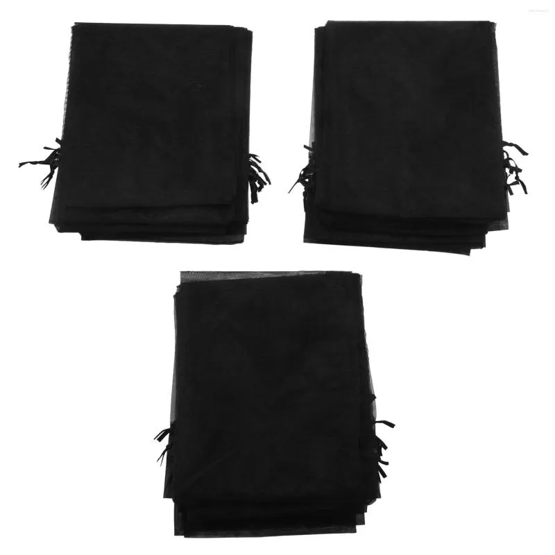 Envoltura de regalo 30 unids Bolsas de vino de organza negro Bolsas de malla transparente Cubre vestidos con cordón para