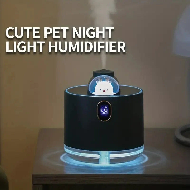 Cute Pet Spaceship USB Humidifier Home Mini Wireless Charging Small Desktop Air Humidification Night Light