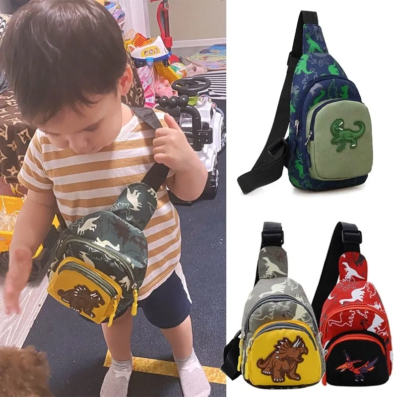 Mochilas Bolsas de cintura para niños Dibujos animados Dinosaurio Impresión Viaje al aire libre Alta capacidad Crossbody Bolsa con cremallera Chica Niño Regalo Niños Bolsa de pecho Paquete 230925