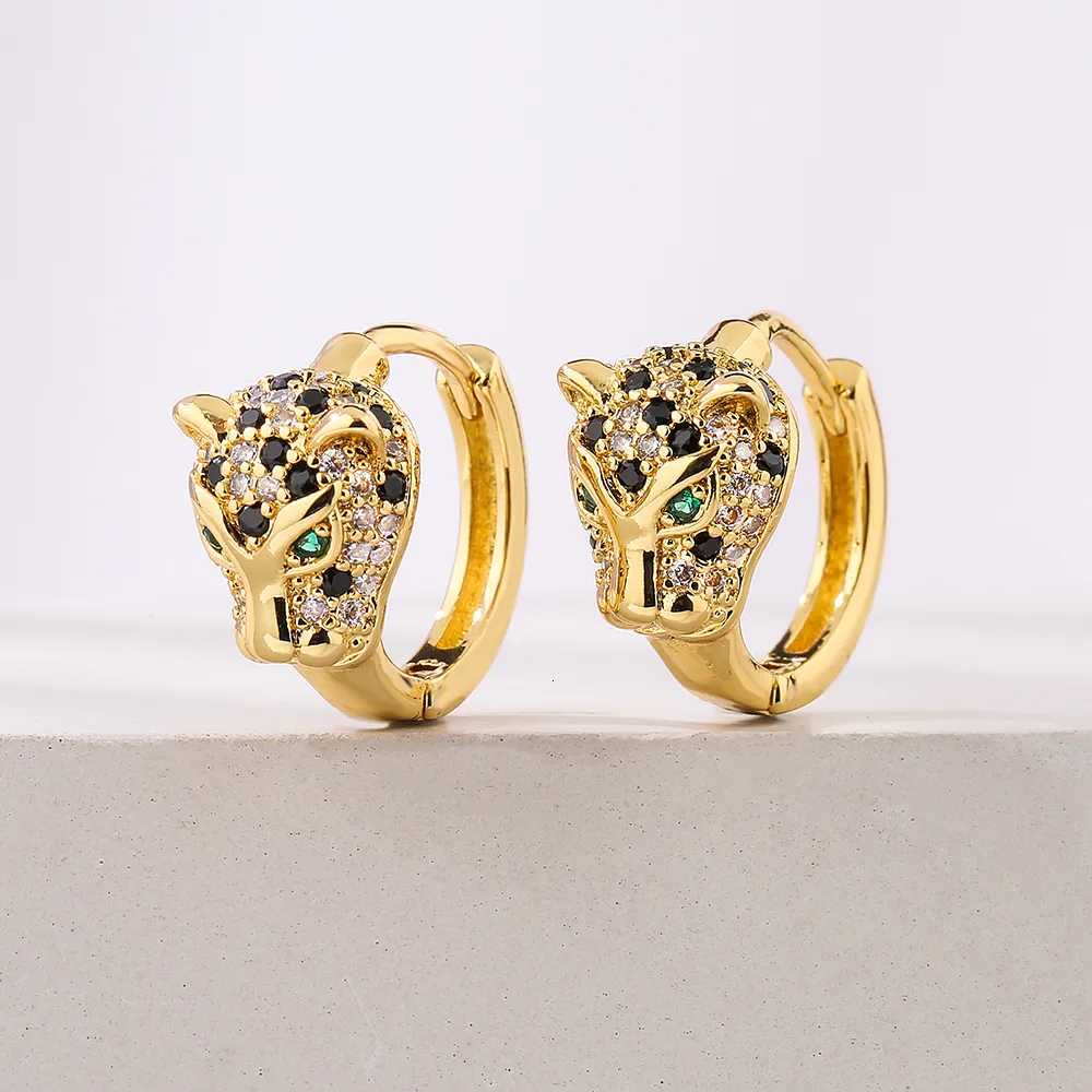 Hoop Huggie Mafisar 2023 Fashion Gold Color Gold Stail Steel Wedding Jewelry Luxury AAA CZ Zircon Leopard Earrings for Elegant Women Gift 230926