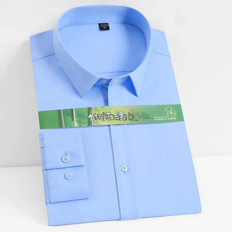 Chemises habillées pour hommes Chemise homme en fibre de bambou à manches longues Stretch sans entretien confort doux affaires professionnel entretien formel chemises habillées blanches YQ230926