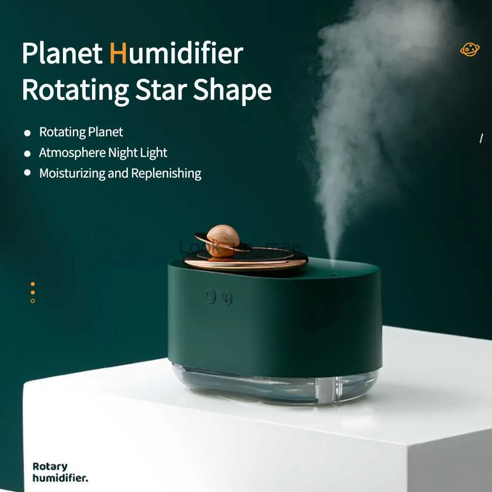 Luftfuktare 300 ml roterande planet trådlöst luftfuktare USB -laddningsbara ultraljud mist maker aroma diffusorfuktare med LED -lampan YQ230926