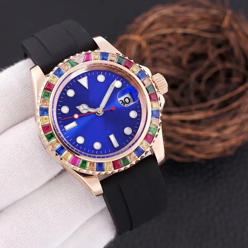 Montre montres de créateurs bracelet en acier en cuir de diamant montre pour hommes étanche en acier inoxydable multicolore saphir