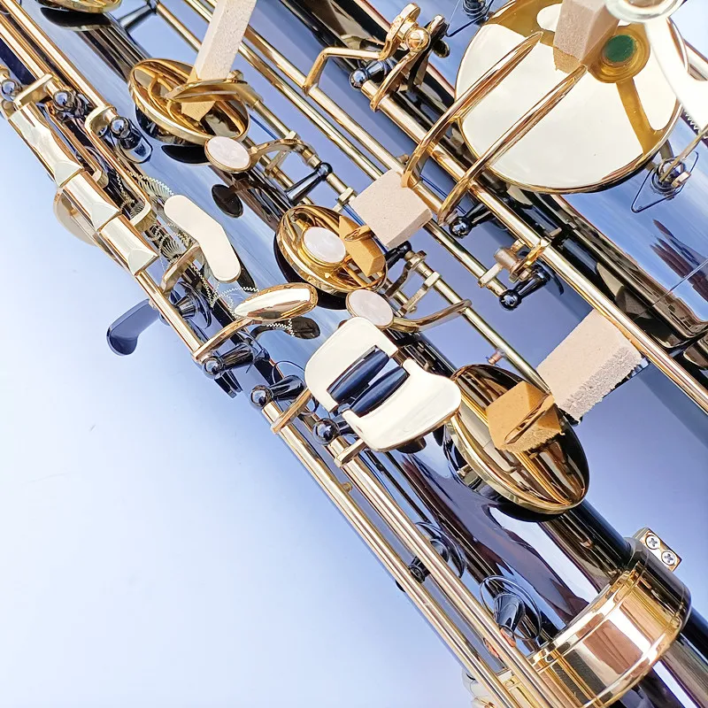 JM Högkvalitativ bariton E Flat Saxophone Ny ankomst Mässing Black Nickel Plated Sax Musical Instruments With Mouthpiece Case 00