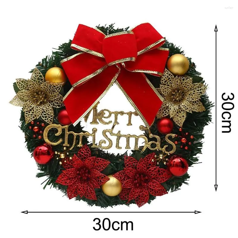 Couronne de fleurs décoratives de noël avec petites cloches, décorations florales, guirlande suspendue pour porte d'arbre de noël, pour la maison, fête, cheminée murale, vacances