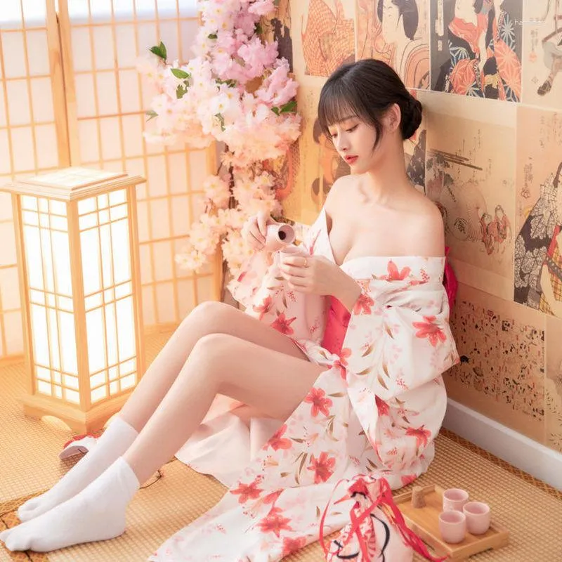 Ubranie etniczne seksowne kobiety drukuj sukienka kwiatowa Tradycyjna sukienka Jukata Kimono Bathobe Kostium gejszy