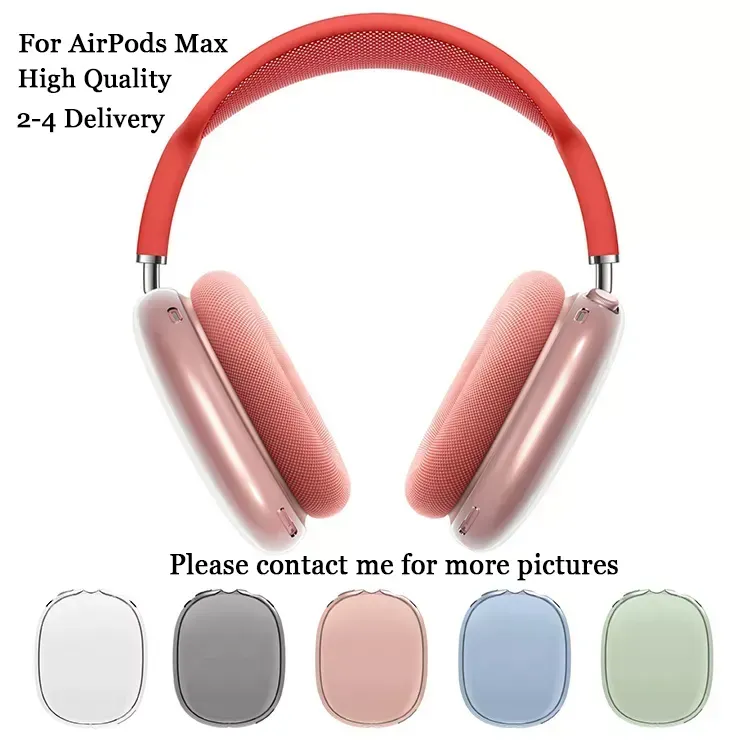 För AirPods Max Air Headphone Accessories Transparent Solid Silicone Waterproof Protective Air Maxs Hörlurar Fodral