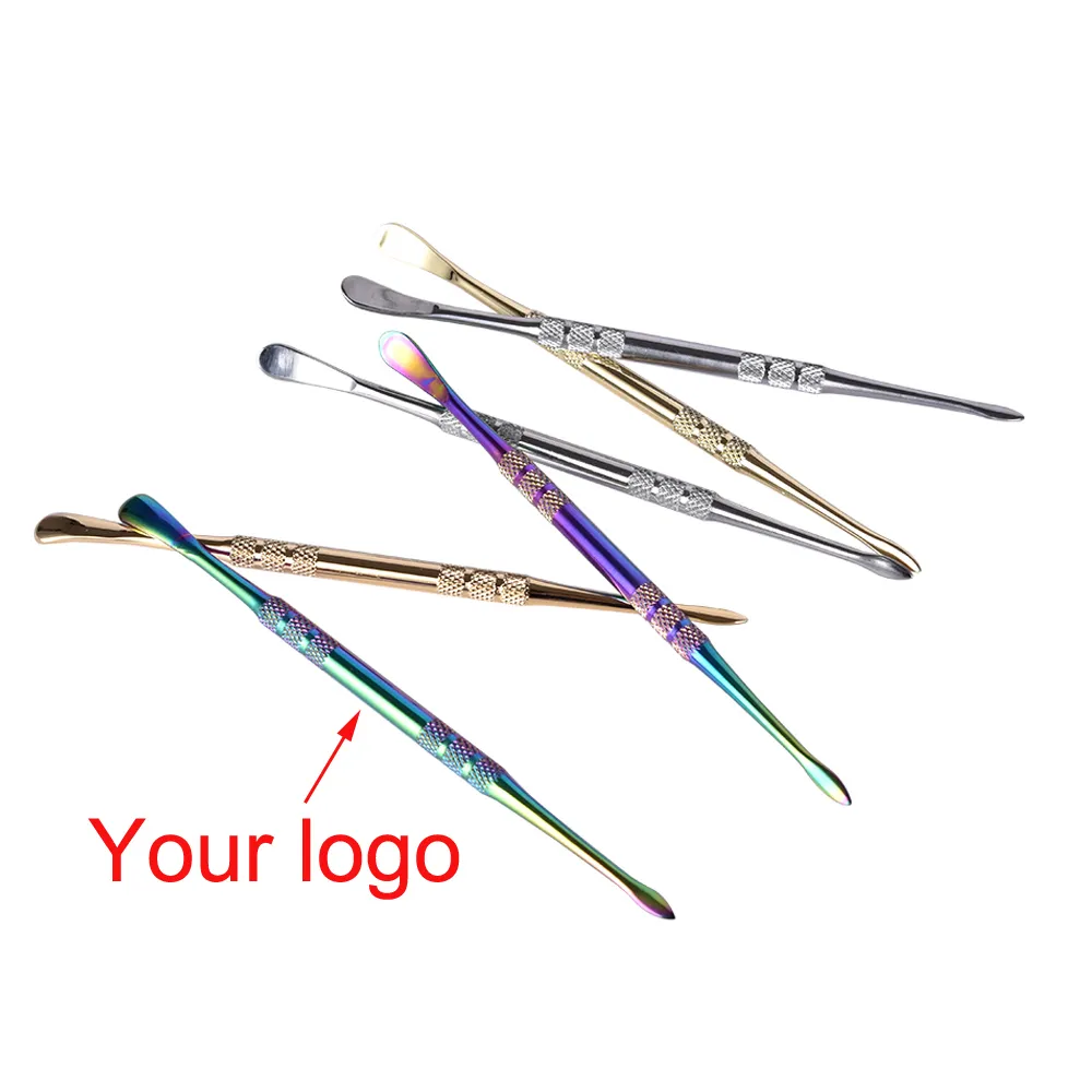 Logo OEM Stylo atomiseur de cire Or Argent Couleurs arc-en-ciel Dab Outil de dabber à ongles en céramique Outil de dabber coloré Outils de vaporisateur d'herbes sèches Pack par tube en plastique transparent