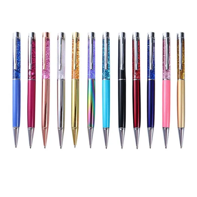 Stylos à bille en gros bricolage couleurs cristal diamant stylo rouleau à bille pour écrire cadeau de Noël livraison directe bureau école entreprise en Dhpw6