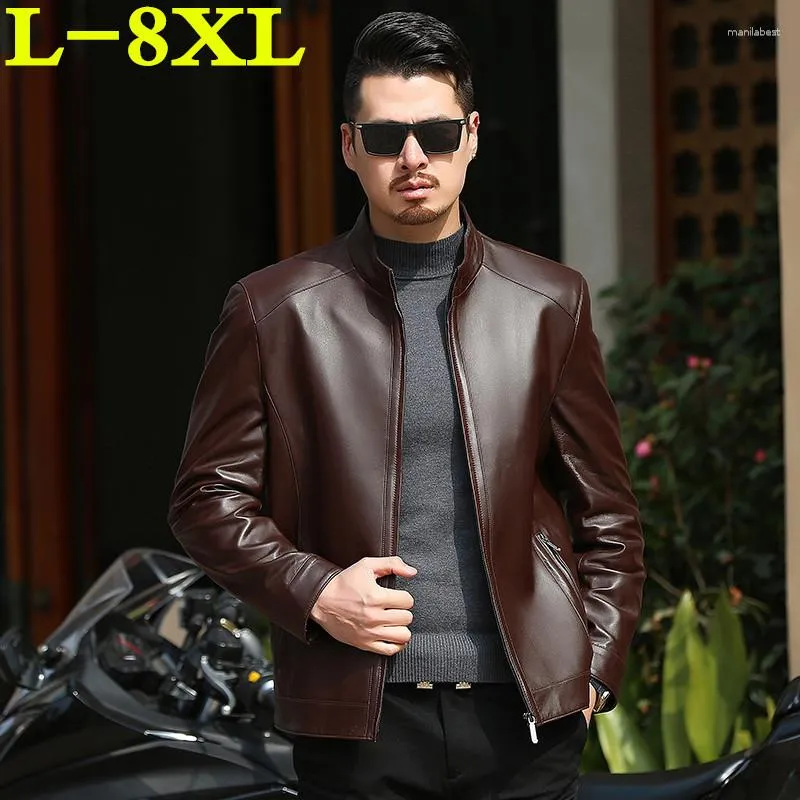 Men's Fur Automne 8xl 7xl Plus taille et manteaux de moto mince hiver