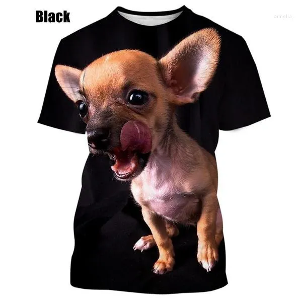 メンズTシャツ2023チワワ3D印刷Tシャツかわいい動物犬プリント男性と女性カジュアルファッションラウンドネックショートスリーブトップ