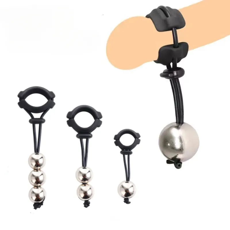 Masturbateurs Mâle Pénis Anneau Fantôme Exerciseur Bdsm Penlie Dispositif Poids Portant Extender Agrandissement Civière Boule Sex Toys pour Hommes jgiu 230925