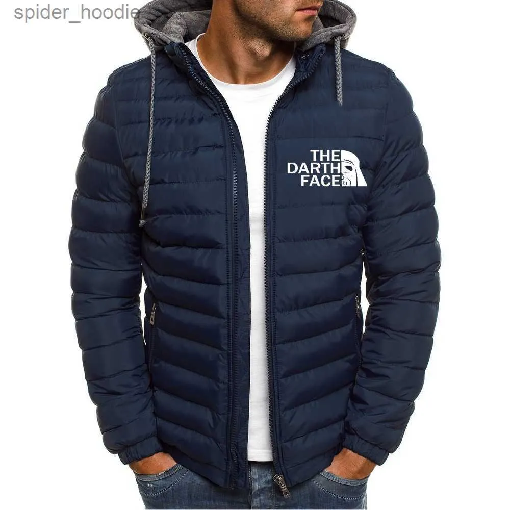 Mens Down Parkas THE DARTH FACE Print Men Down Jacket Customizable 2022 Winter Trendy Style Down Hoodie Men Solid Color Zipper Jacket L230926 From 7 29 DHgate
