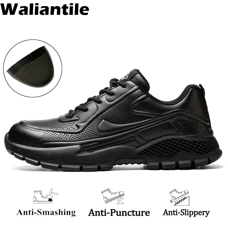 Klänningsskor Waliantile Designer Mens Safety for Industry Work Steel Toe Investuctible Security Footwear Nonslip 230926