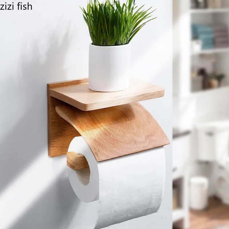 Wood Toilet Paper Holder- Wooden Wall Mount Toilet Paper Holder, Bathroom  Storage, Phone Holder Box, & Restroom Storage, Black Walnut Wood.