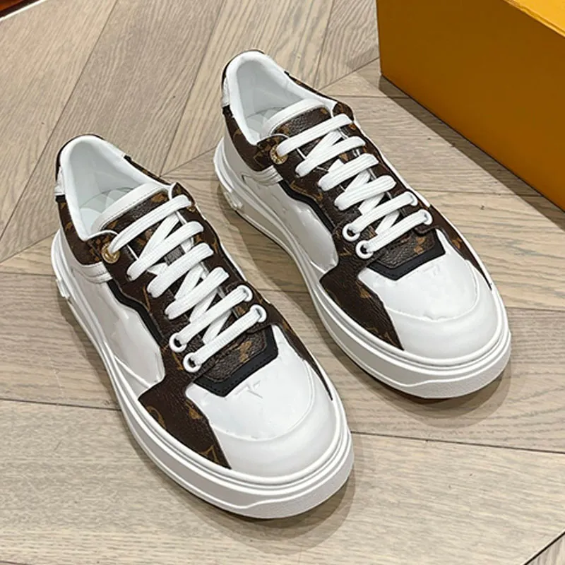 Designer Time Out women Sneakers top calfskin leather rubber Outsole with 3D pattern Flowers designer inspired popular Women sneakers chaussure femme