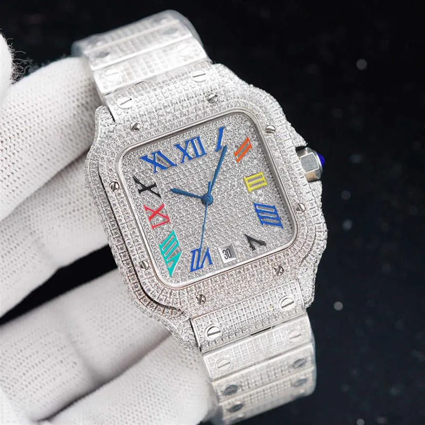 2022 Wristwatches Wristwatch Diamonds Mens Watch Automatic Mechanical Watch 40mm مع سوار الصلب المرصع بالماس VVS1 GIA WRIS218I