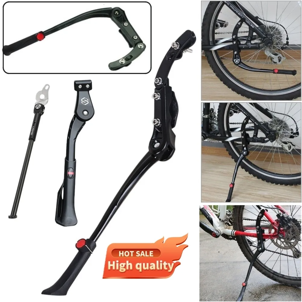 Bike Stems Adjustable Bicycle Kickstand MTB Mountain Aluminum Side Rear Kick Stand Parking Support Cycling Riding Equipment 230925