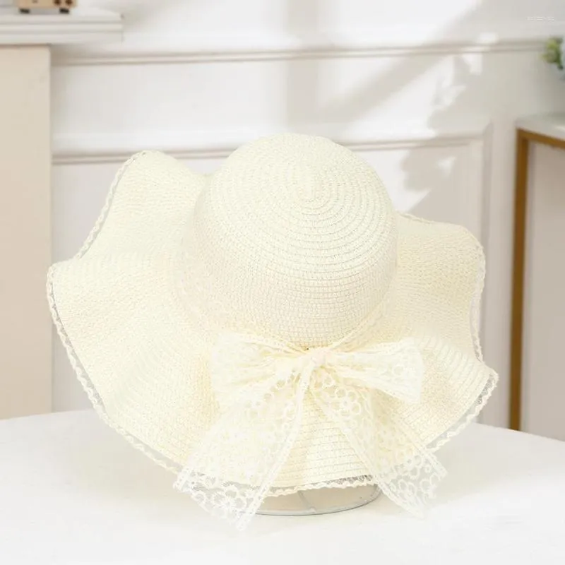 Chapeaux à large bord Chapeau de plage classique Dôme rond Lavable Sun Lady Summer Sunshade Straw