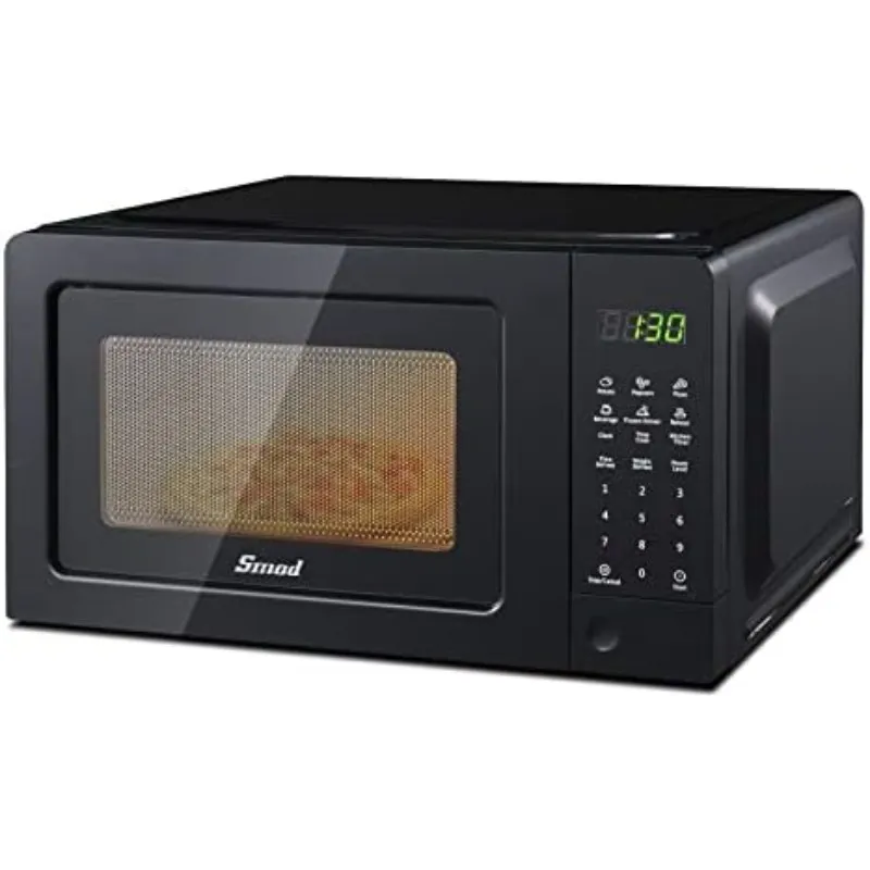 Small Microwave Oven 0.7 Cu.Ft, Mini Microwave Oven with 9.6'' Removable Turntable, 6 Auto Preset Menus, Child Lock, Eas