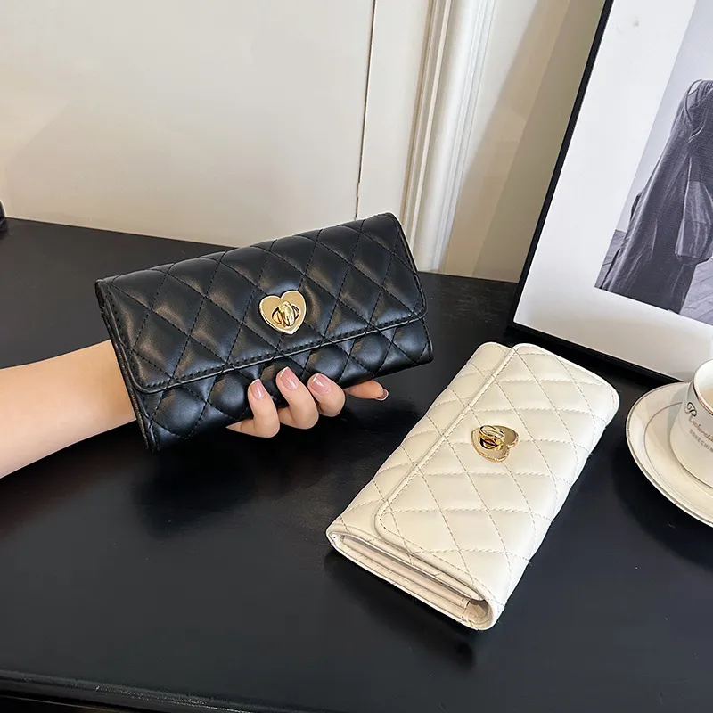 Classic Designer Wallet Fashion PU Leather Long Purse Money Bag Zipper Pouch Coin Pocket Note Designer Clutch for Women Men Black White