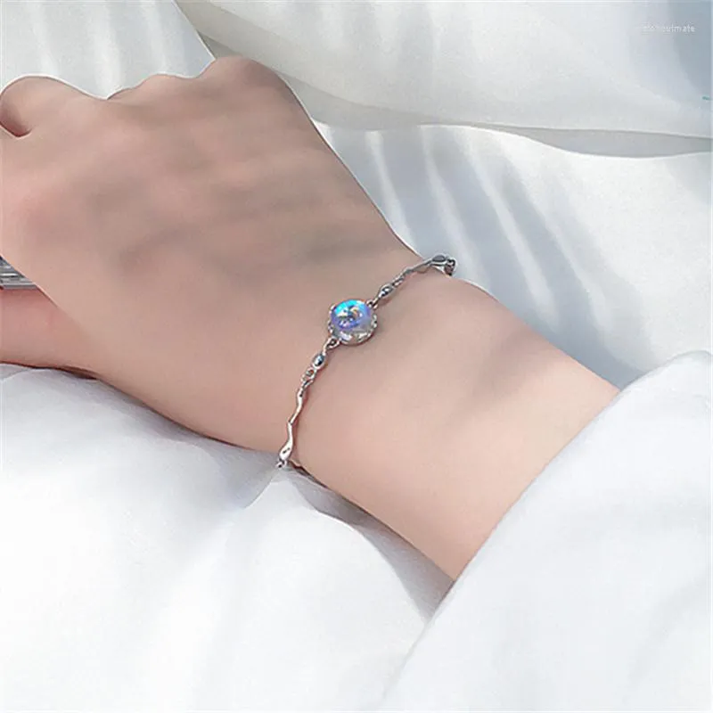 Звено-браслеты, модные круглые браслеты с лунным камнем, браслеты с регулируемым размером, браслеты для женщин, ювелирные изделия A204