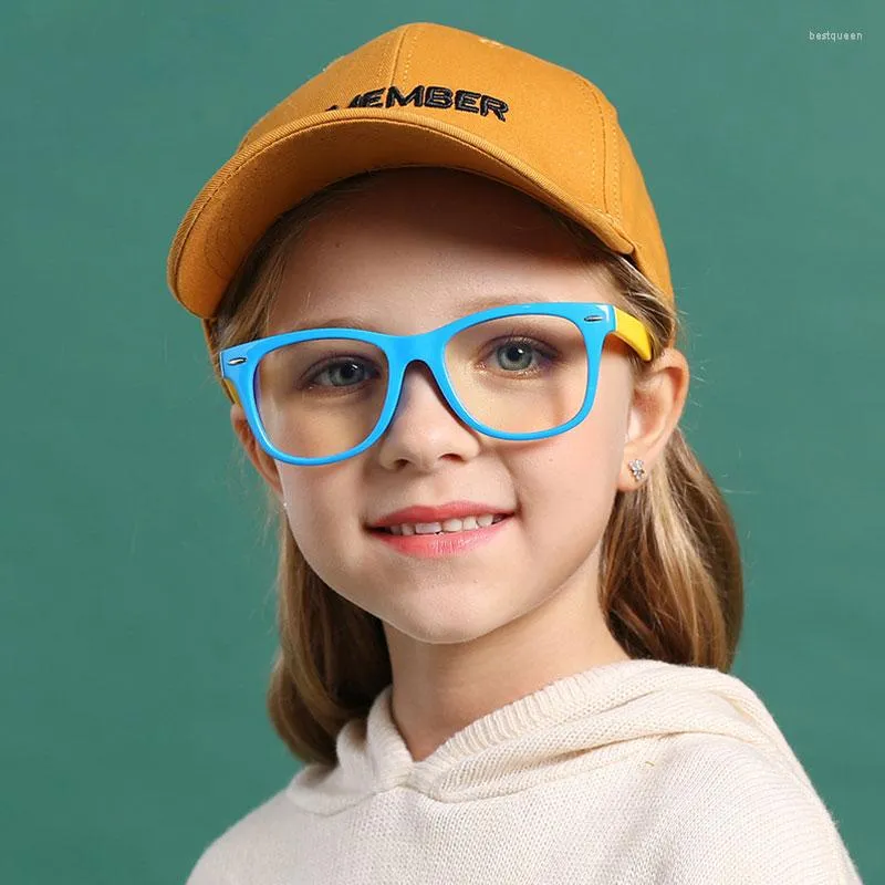 Sonnenbrille Squar Junge Mädchen Brille Kinder Anti Blaues Licht Teenager TR90 Optischer Rahmen Klare Computerbrille 4-12 UV40 Filter 2023