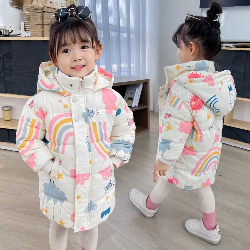 Jaquetas meninas meninos para baixo jaqueta casacos de inverno crianças roupas com capuz blusão casaco para crianças 2-7 anos algodão quente outerwear 230925