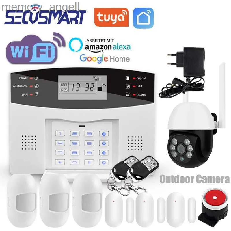 Alarm Systems Tuya WiFi Alarm System GSM Smart Home Burglar Security Alarm 433MHz Wireless Door Motion Detector Support Alexa Assistant YQ230926