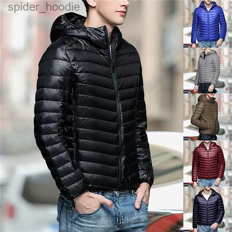 Men's Down Parkas Jodimitty Men Autumn Winter Fashion Short Puffer Jackets 2023 New Arrival Ultralight Down Coat Portable Packable Down Jacket L230926