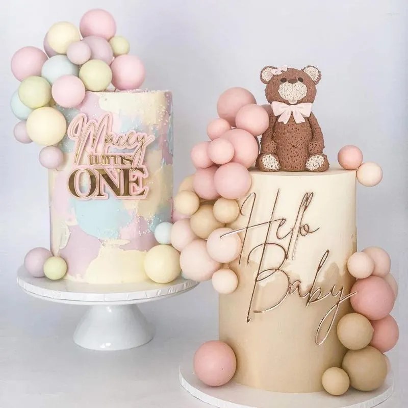 Feestartikelen 5 stuks Macaron Ballen Cake Toppers Boho Decoraties Voor Verjaardag Baby Douche Bruiloft DIY Cupcake Decor