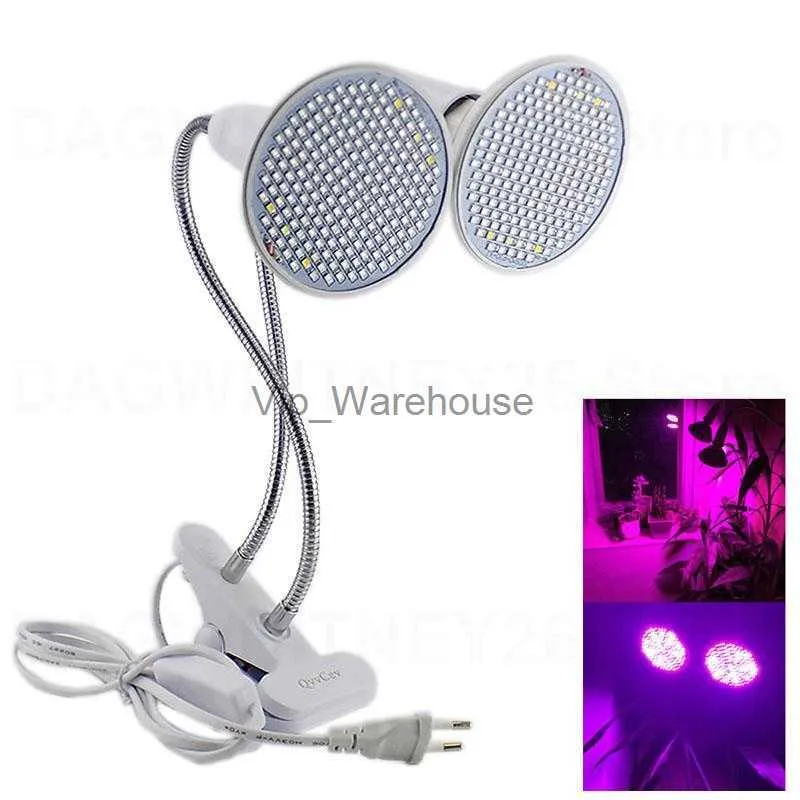 Grow Lights Dual 200 Led Plant Grow Light Lampadina Porta clip da tavolo Lampada LED a spettro completo per piante Vegs Sistema idroponico serra U26 YQ230926