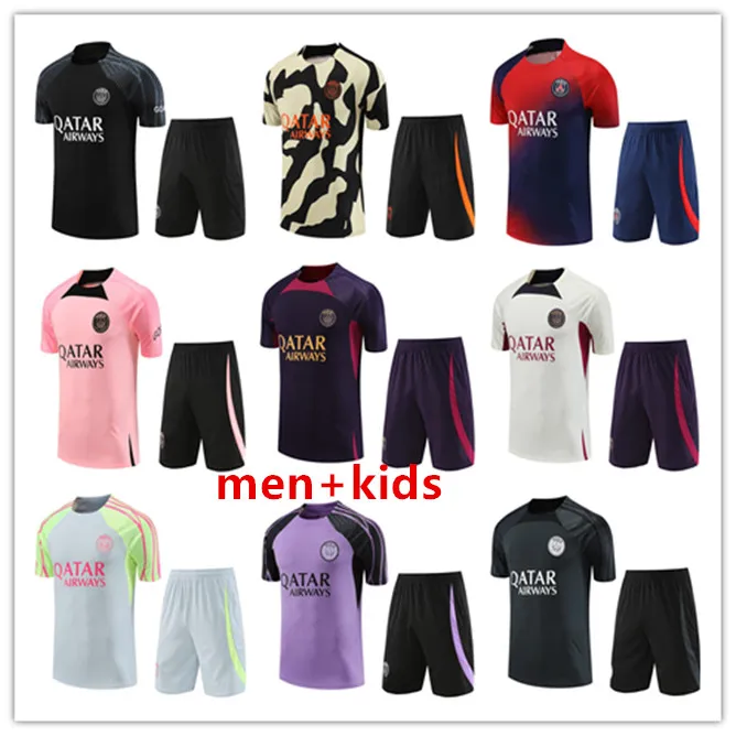 2023 Paris Tracksuit Colete Sportswear Homens Treinamento Terno de Manga Curta Futebol 23 24 25 Paris Futebol Jersey Kit Uniforme Chandal Adulto Suéter