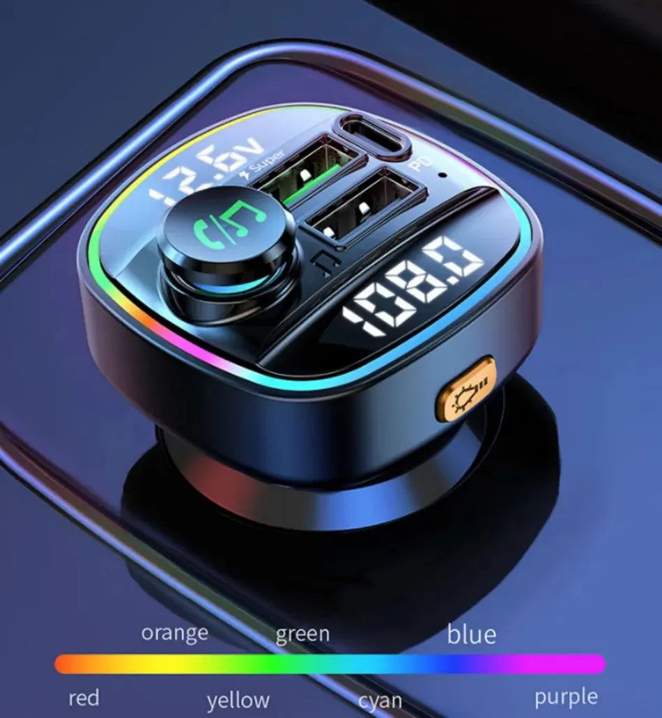 Transmetteur FM Bluetooth 5.0 QUMOX C22 Pour Voiture - Charge Rapide PD 20W, Molette De Contrôle, Affichage Tension - 5
