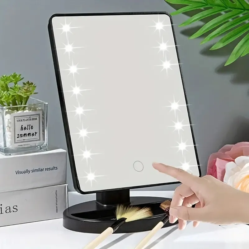 Specchi compatti Specchio per trucco illuminato Specchio quadrato Batteria ricaricabile tramite USB Touch screen di bellezza a doppio uso VanityMirror Brightnes 230926