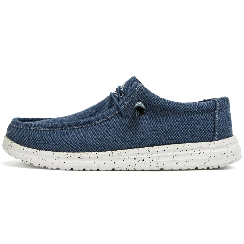 Mens white top canvas deck shoes