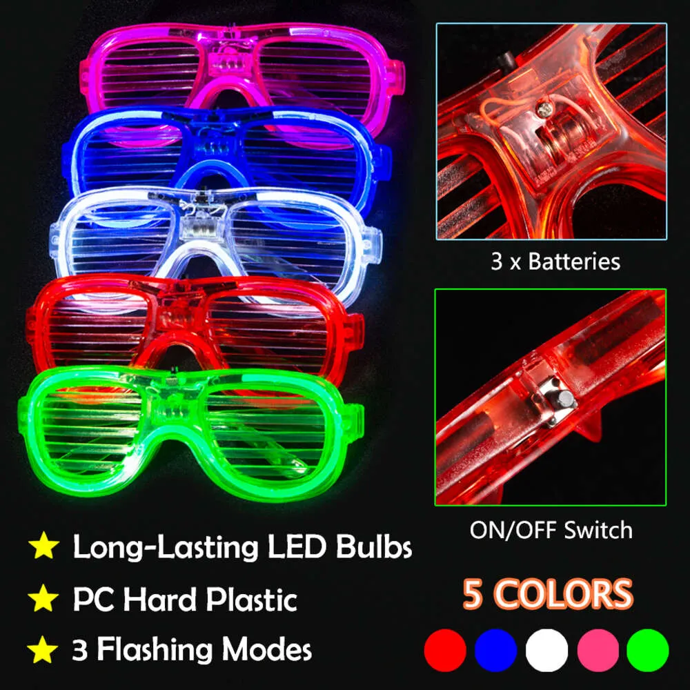 5/10/25 Pezzi Illuminano Occhiali LED Sfusi i Occhiali Luminosi  Fosforescenti Forniture Feste Al Neon Bomboniere Bambini Adulti Da 7,65 €