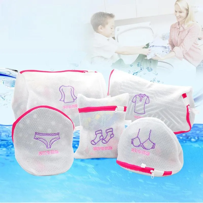 Frank And Beans Lingerie Laundry Wash Bag – Mesh Netted, 35x50x8cm, 18L, White/Red Zip