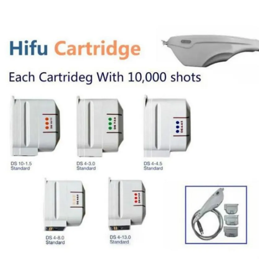 Cartouches Hifu uniquement pour la machine achetée chez nous (1,5, 3,0, 4,5, 8,0 et 13,0 mm) 455