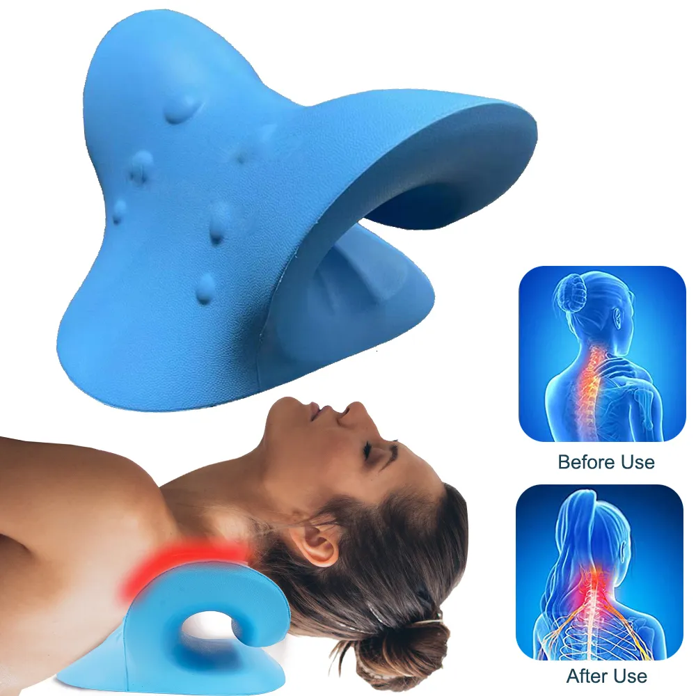 Cervical Traction Pillow Yoga Block Neck Stretcher for Pain Relief, Spine  Alignment Muscle Relaxation Shoulder Neck Support