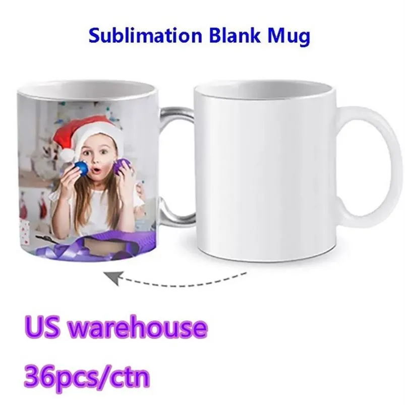 Local warehouse Sublimation Blank Coffee Mugs 11oz Tea Chocolate Ceramic Cups- DIY Sublimation Blanks Products Bulk2505