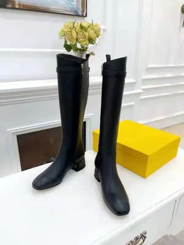 Stiefeletten, lange Stiefel, Damen, schwarzes Kalbsleder, Winter, Luxus-Designer-Mode, Damen-Stiefeletten mit dünnem Bein und Stiefeletten mit Absatz