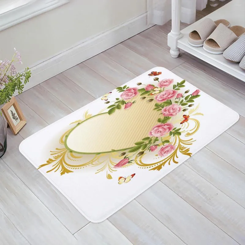 Tapis Rose Rose Papillon Coeur Forme Salon Paillasson Tapis Table Basse Tapis De Sol Étude Chambre Chevet Décoration De La Maison Tapis