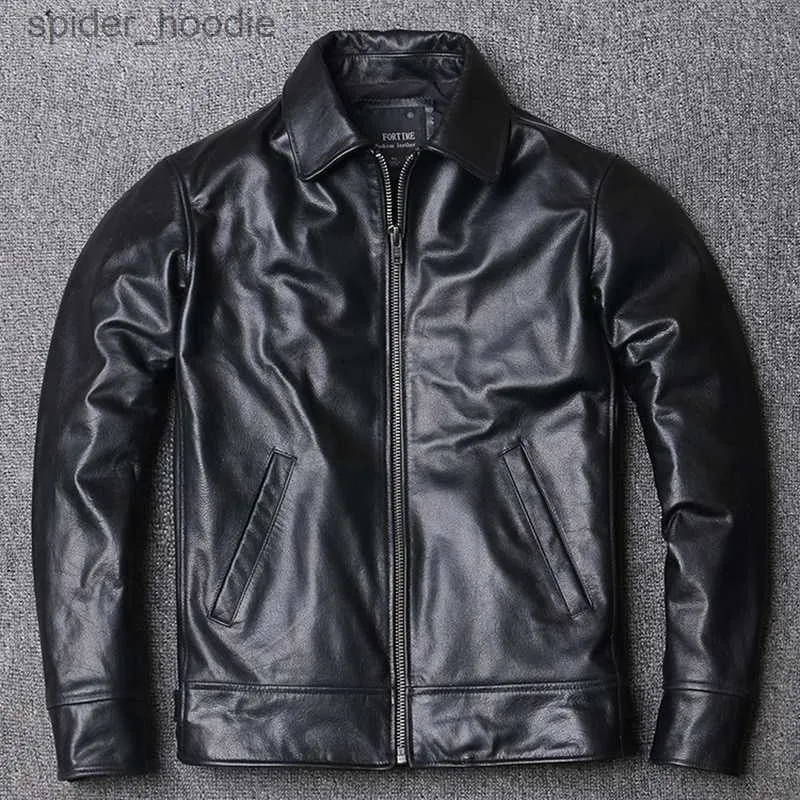 Men's Down Parkas 2024 New Black Soft Cowhide Jacket Men's Genuine Leather Coat Dad's Plus Size Male Clothes S-5XL L230926